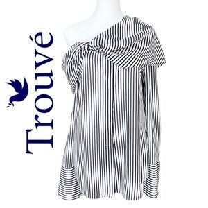 TROUVÉ NAUTICAL ASYMMETRICAL SHOULDER DROP TWIST SCARF BELL CUFF